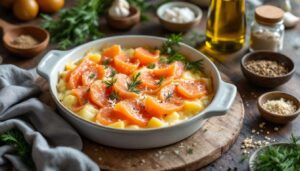 Vraiment idéal pour un soir de flemme, je recommande ce gratin de pommes de terre à tous ceux qui aiment le saumon