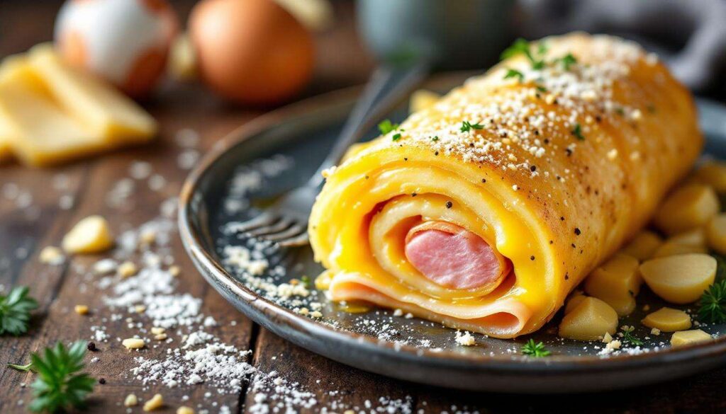 Ce roulé de pommes de terre farci à la raclette et au jambon est une vraie bombe réconfortante