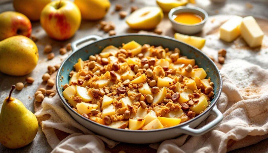 Kaki, pomme, poire et noisette : ce crumble cache bien son jeu… et va rendre vos goûters de novembre inoubliables