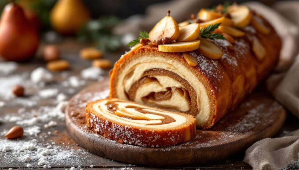 Bûche de Noël aux marrons et à la poire : une recette de roulé facile et raffinée pour un réveillon tout en douceur