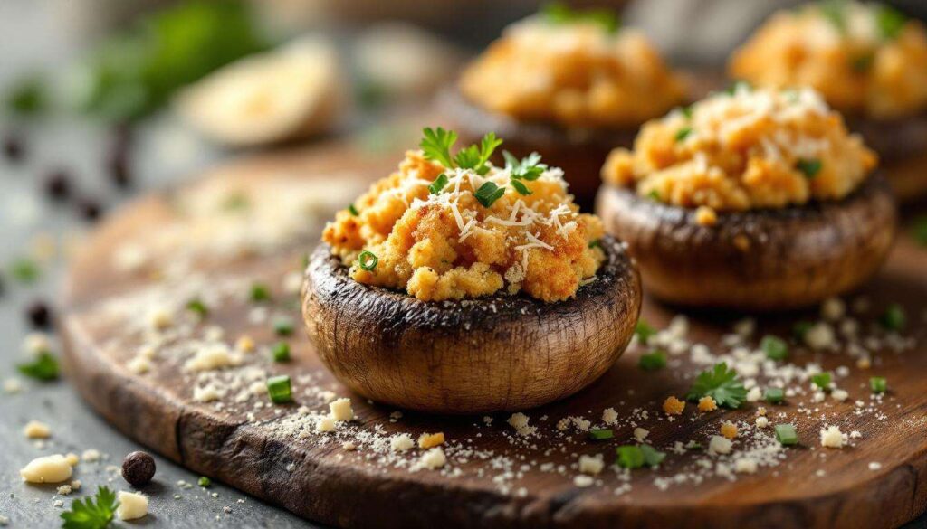 Champignons farcis gratinés : une recette simple à l’ail et aux fines herbes