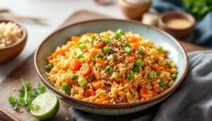 Un riz sauté carottes-poireau façon wok, prêt en 12 minutes avec des basiques sortis du placard