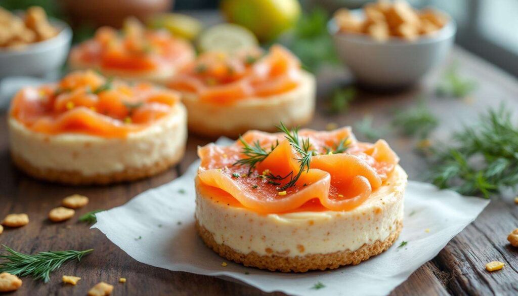 Cheesecakes salés au saumon fumé (sans cuisson) : l’entrée froide qui se prépare la veille