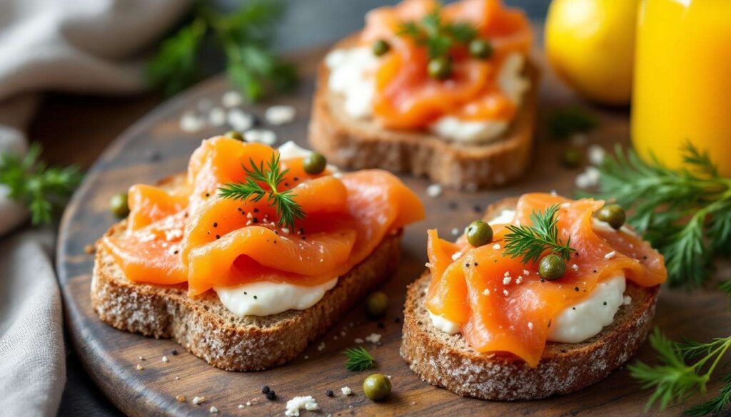 Canapés apéritifs sans cuisson : saumon fumé et saucisson à l’ail en 10 min