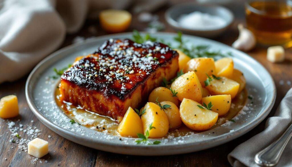 Gastronomie : poitrine de cochon confite et pommes de terre